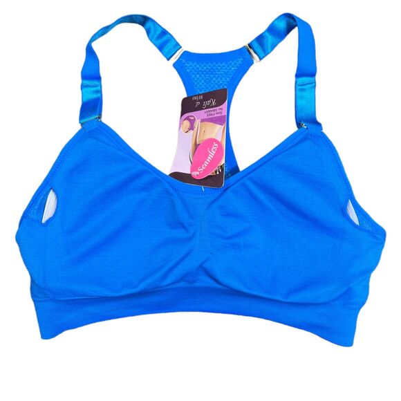 Kali and Win Womens Sports Bra Seamless Racerback Light Support Blue Med Large - Picture 7 of 11